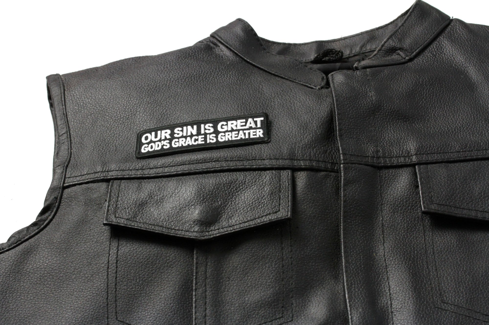 Our Sin Is Great, God's Grace Is Greater Christian Patch - A Powerful Message ( 3 x 2 inches )